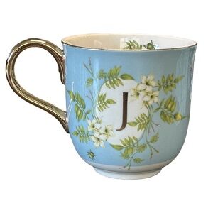 Lou Rota Anthropologie Nature Table Monogram cottagecore botanical letter J mug